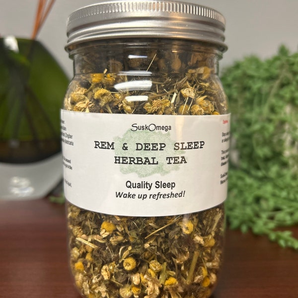 Deep Sleep Herbal Tea, Quality Restful Sleep, Wake Refreshed, REM Suskomega