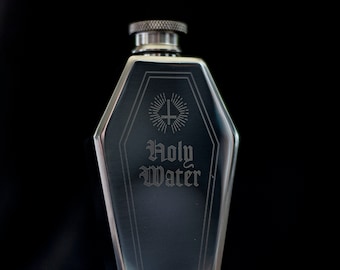 Sarg Flachmann – Geätzte Goth Bar Ware mit Trichter