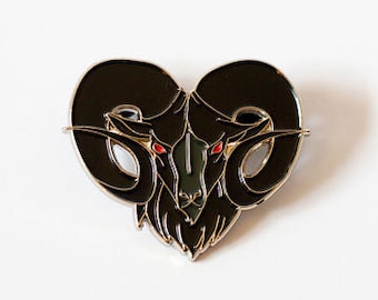 Pin de esmalte de Baphomet • Cabeza de cabra oculta • Accesorio de solapa gótico