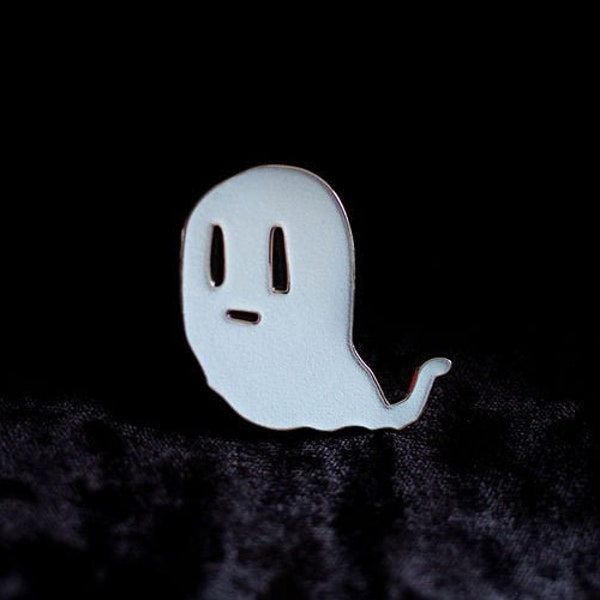 Spooky Halloween Ghost enamel pin - Glow in the Dark and Silver versions - Spoopy / Lapel Pin / Ghost Hunter / Cartoon