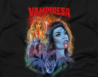 Camiseta Vampiresa • Camiseta gótica de vampiro • Gótica glam femenina oscura
