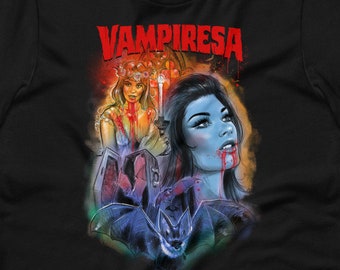 Vampiresa - Vintage Vampire Classic Horror themed Halloween tshirt - Vampire lovers up to 3X