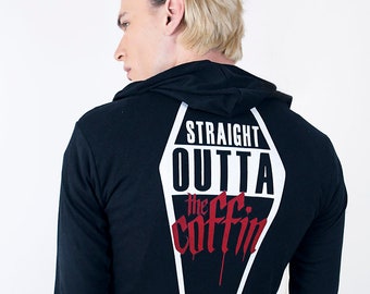Straight Outta The Coffin Zip-Up Hoodie – Gothic Vampire Streetwear