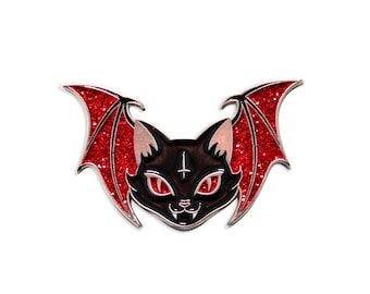 Vampurr Enamel Pin | Vampire Bat Wing Cat | Goth Lapel Pin
