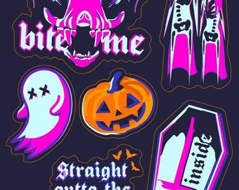 Neonowa naklejka na Halloween Wampir - Naklejki Emo Goth / Naklejki Horror / Czaszki / Dynia