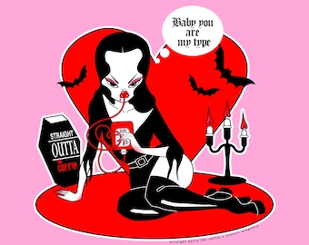 Valentines Day Goth Valentines Day Card - Violeta Venganza Baby You Are My Type