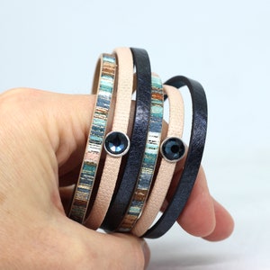 Swarovski bracelet boho, bracelet en faux cuir pour femme, bracelet brassard magnétique, bijoux pour femmes, cadeau végétalien pour sœur image 2