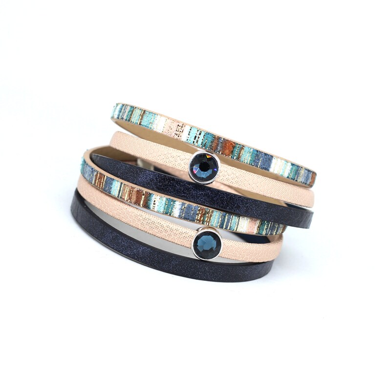 Swarovski bracelet boho, bracelet en faux cuir pour femme, bracelet brassard magnétique, bijoux pour femmes, cadeau végétalien pour sœur image 4