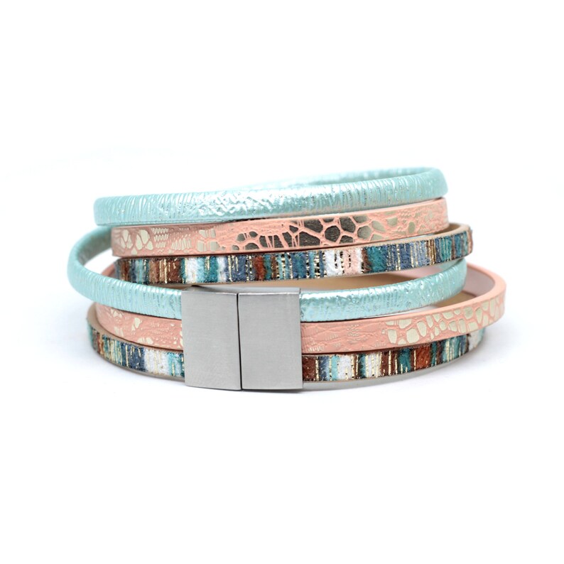 Colorful Bracelet With Clasp, Faux Leather Wrap Bracelets for