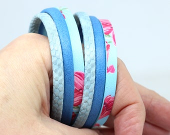 Blue and pink bracelet for woman with magnetic clasp, double wrap bracelet for girl, summer bracelet, jewelry gift for sister