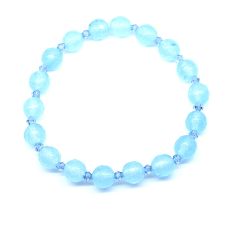 jewelry for women blue jasper druzy agate and jade bracelet set Natural gemstone bead bracelets stretch bracelet set of three