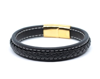 Echtes Lederarmband für Männer mit Edelstahl Magnetverschluss, Geschenk für Mann, Freund Geschenkidee