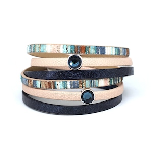 Swarovski bracelet boho, bracelet en faux cuir pour femme, bracelet brassard magnétique, bijoux pour femmes, cadeau végétalien pour sœur image 1