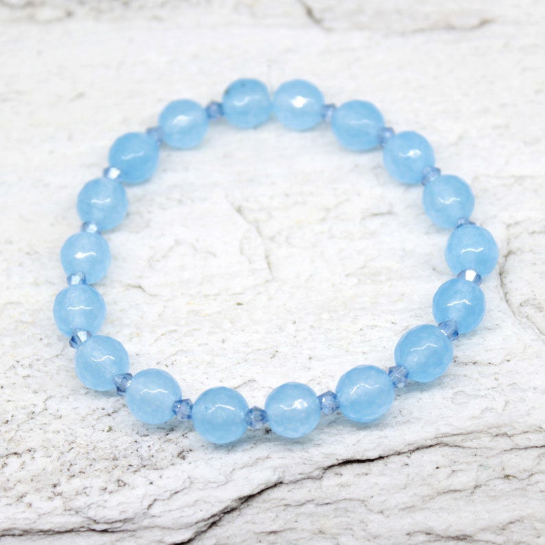 jewelry for women blue jasper druzy agate and jade bracelet set Natural gemstone bead bracelets stretch bracelet set of three