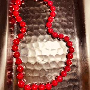 Red coral beaded necklace