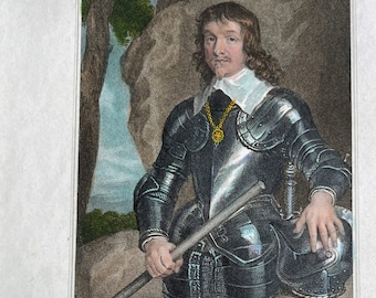 Antique Hand Colored Engraving, James Duke of Hamilton Portrait, 1823