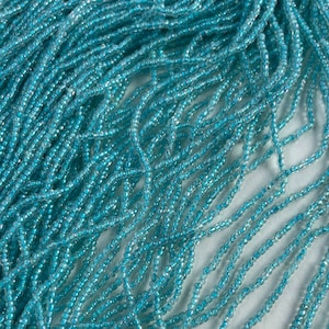 Vintage Glass Seed Beads, Made in Japan, Aqua or Turquoise, Iridescent, Jewelry Supplies, Beading, Hand Beaded, Sewing, Embroidery, Japanese