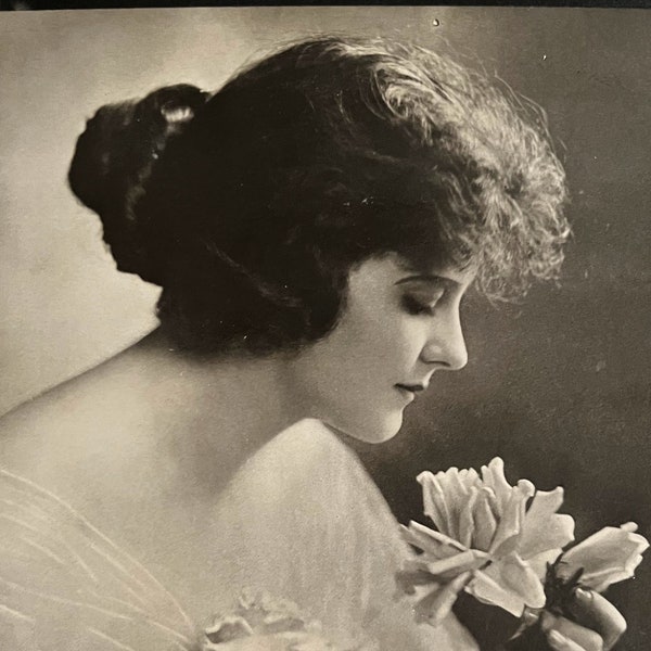 Large Antique Early 1900s Portrait, Woman, Lady, Portrait, Romantic, Black and White, Beauty, Wall Decor, Art Print, Photograph, Photo