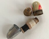 Vintage Metal Travel Mending Kit Etui, Sewing, Darning, Needles, Thimble, Thread, Spool, Notions, Gift, Small, Container, Haberdashery
