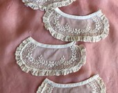 FOUR Darling Antique Lace Embroidery Embellishments, Historical Sewing, Dolls, Costuming, Crafts, Wrist Cuffs, Vintage, Edwardian, Scrapbook