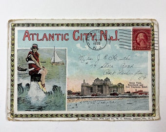 Années 1920 Atlantic City NJ Souvenir Postcard Booklet, Antique, vintage, New Jersey, Américain, États-Unis, Brochure, Voyage, Tourisme, Souvenir, Plage