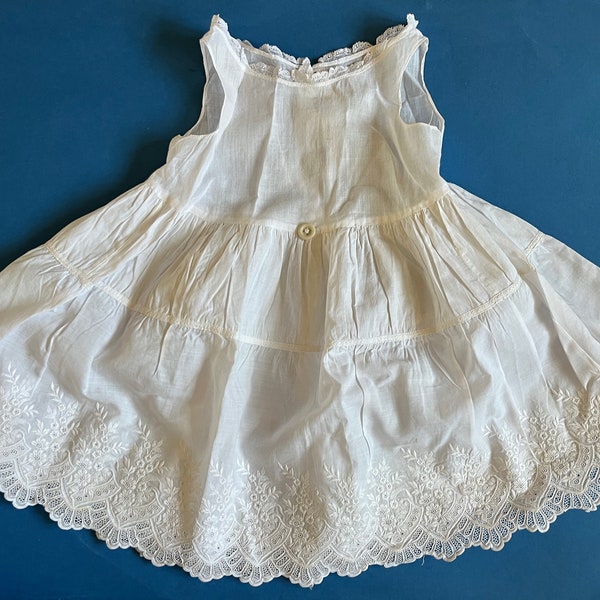 Antique Hand Embroidered Child's Slip Dress, Whitework, Cotton, Sleeveless, Children, Embroidery, Baby, Vintage, White, Girl, Victorian