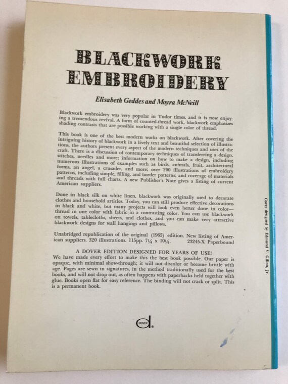 Book Blackwork Embroidery 1976 Needlework Sewing Textile Linens Reference Guide Historical Craft History Stitch Handmade - 