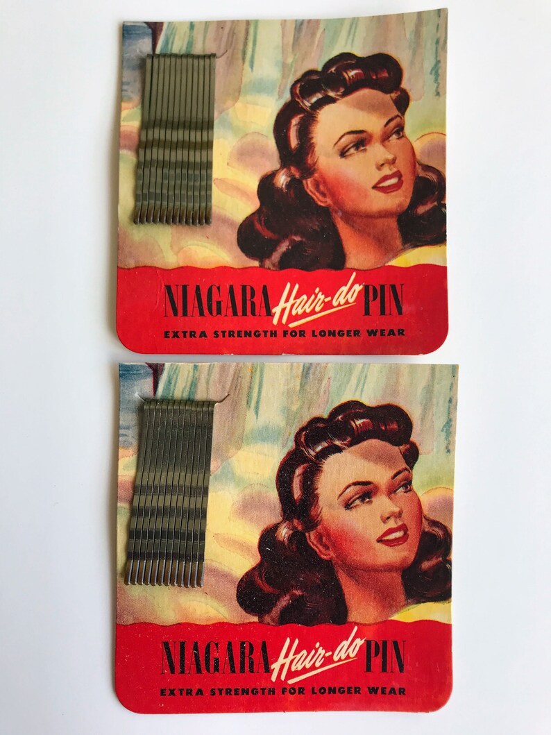 Salon Fashion Hairstyle WWII 40s Lot of TWO Vintage 1940s Niagara Hair-do Hair Pins NOS Packages Midcentury Stylist Women Updo