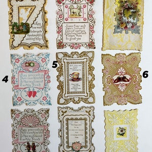AUSWAHL antiker Valentinstagskarten, geprägt, Liebe, Herz, romantisch, ephemera, groß, Vintage, 19.Jahrhundert, hübsch, gestanzt, vergoldet