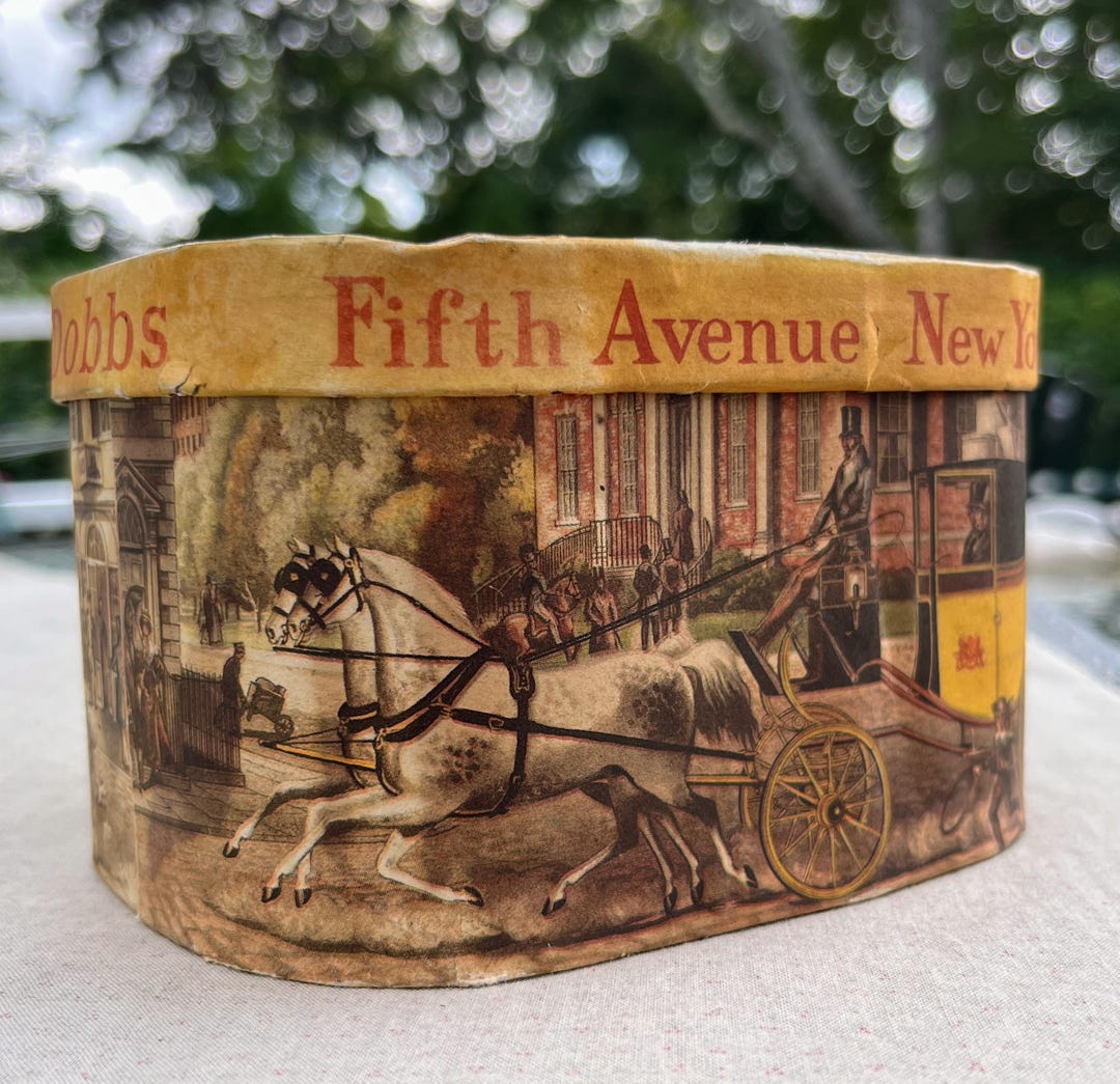 Vintage Dobbs Fifth Avenue Collar Box or Hat Sample Box, Antique