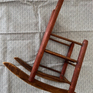 Antique Doll's Rocking Chair, Teddy Bear, Vintage, Wooden, Furniture ...