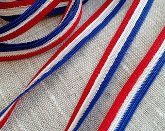 Vintage Tricolor Trim, Red, White, Blue, Patriotic, Ribbon, Retro, Americana, Clothing, Sewing, Decor, Upholstery, Piping, French, Large Lot