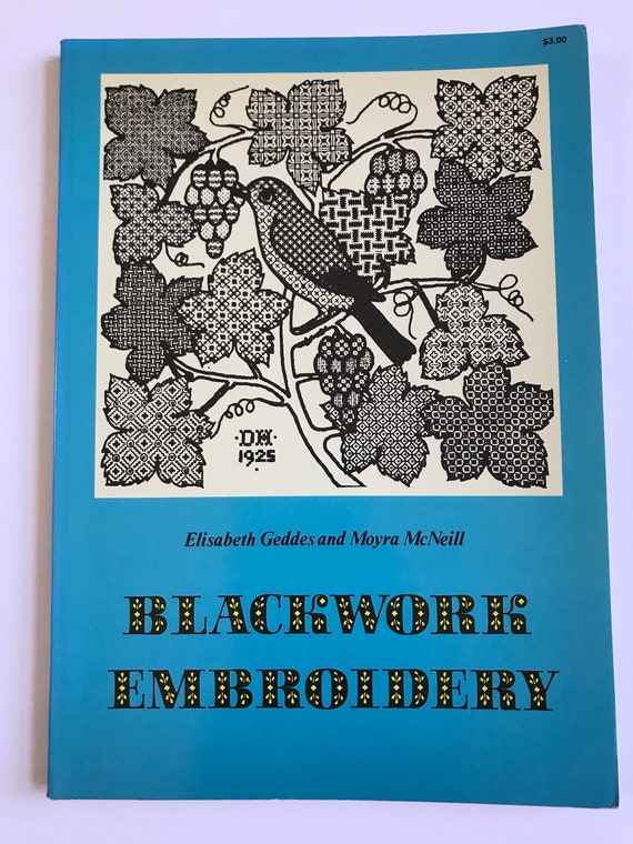 Book Blackwork Embroidery 1976 Needlework Sewing Textile Linens Reference Guide Historical Craft History Stitch Handmade - 