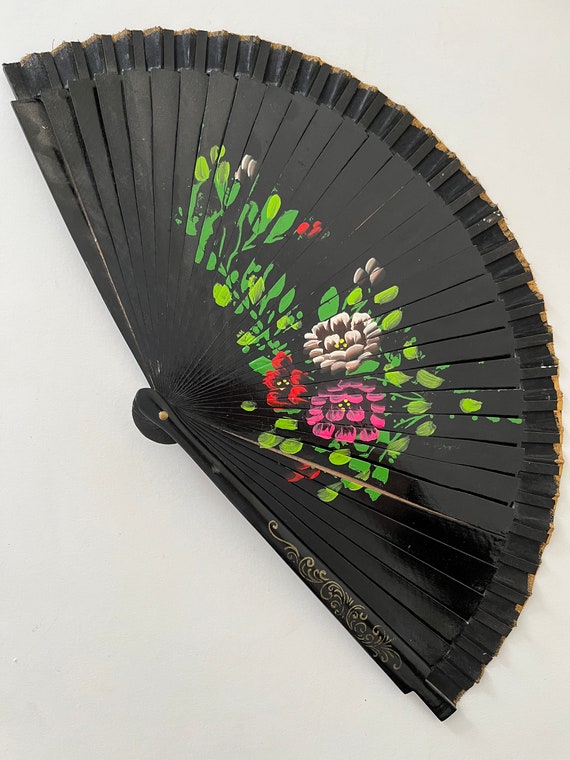 Vintage Hand Painted Folding Hand Fan, Accessories