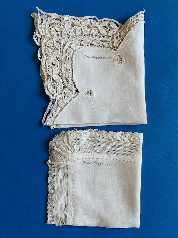 Antique Vintage Handkerchief with a Handmade Lace… - image 1