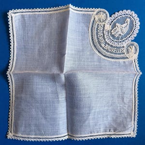 Lenço belga vintage, lenço, renda, Bruxelas, Bélgica, noiva, nupcial, linho fino, lenço, senhoras, elegante, romântico, enxoval