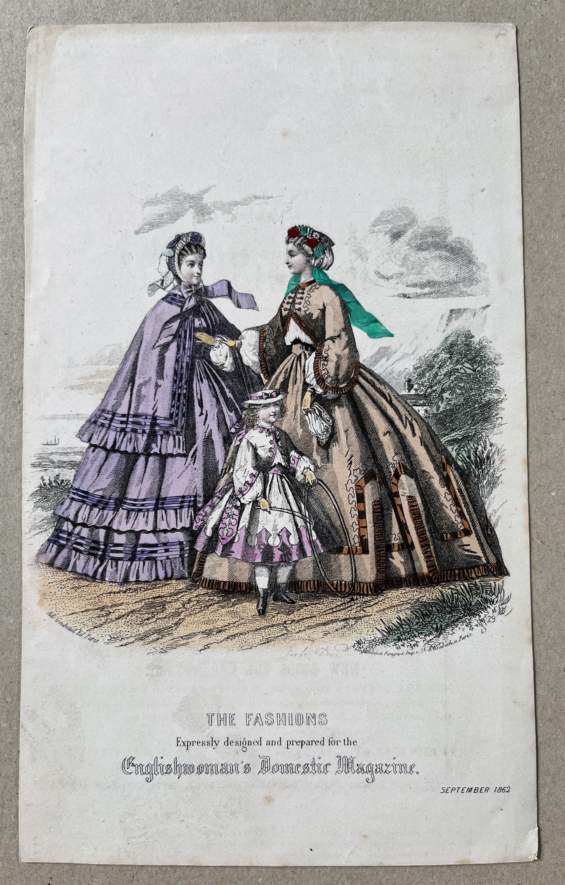 1862 Victorian Fashion Plate: Antique Hand-colored Engraving - Etsy