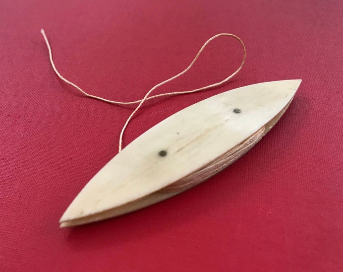 Antique Carved Bone Tatting Shuttle, Lace, Lacemaking, Needlework, Old