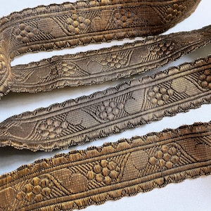 Antieke metalen afwerking, vintage, lint, kostuum, Victoriaans, Edwardiaans, textiel, Frans, New Old Stock, historisch naaiwerk, kostuum, patina