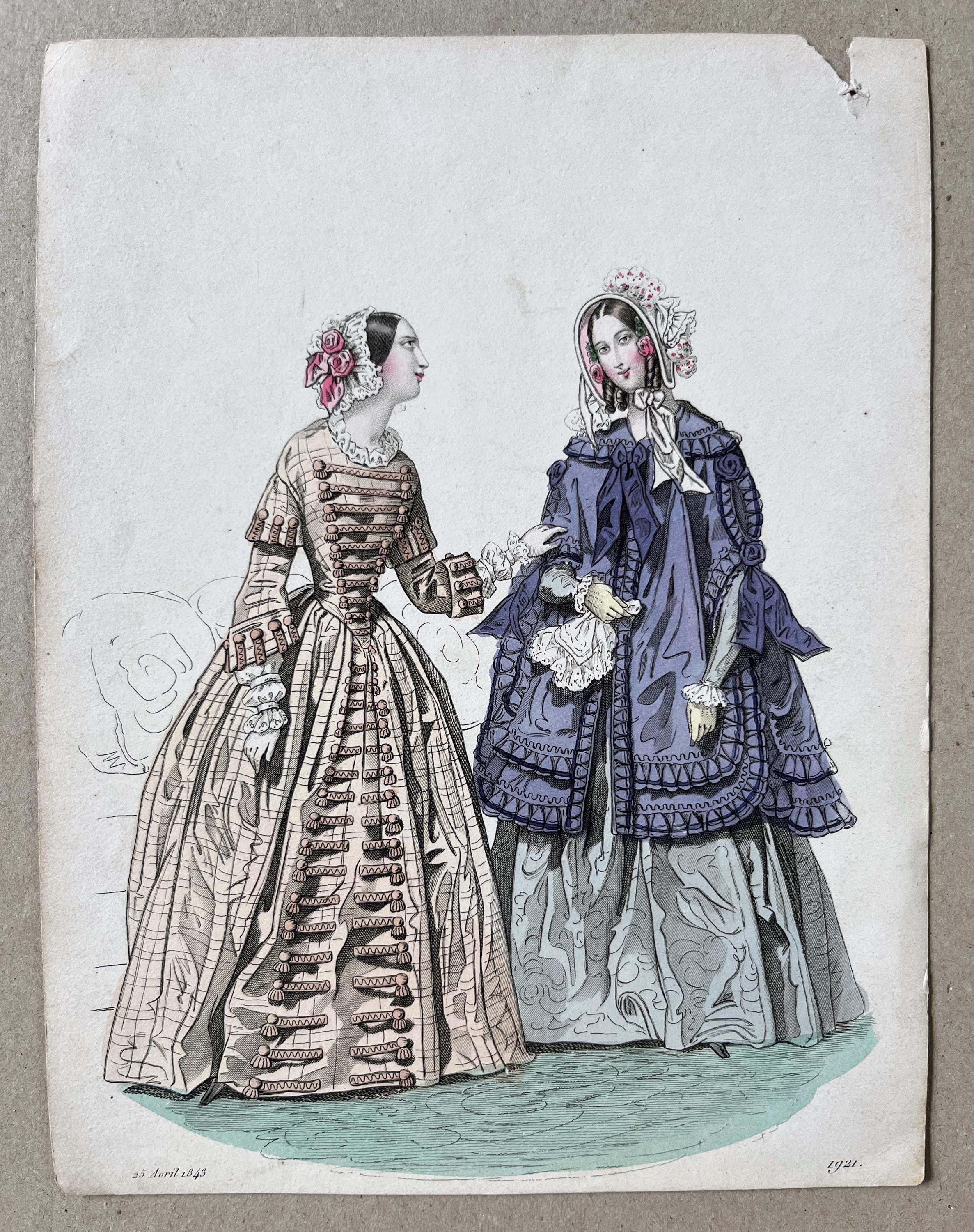 1843 Hand-colored Fashion Plate: Early Victorian Dress History Art Print -  Etsy Israel