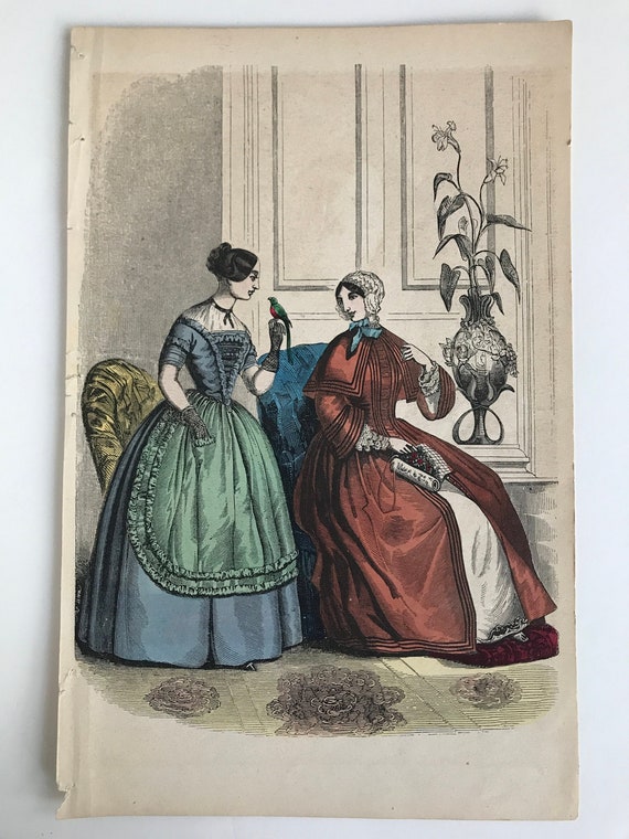 Hand Colored 19th Century Ladies' Fashion Plates