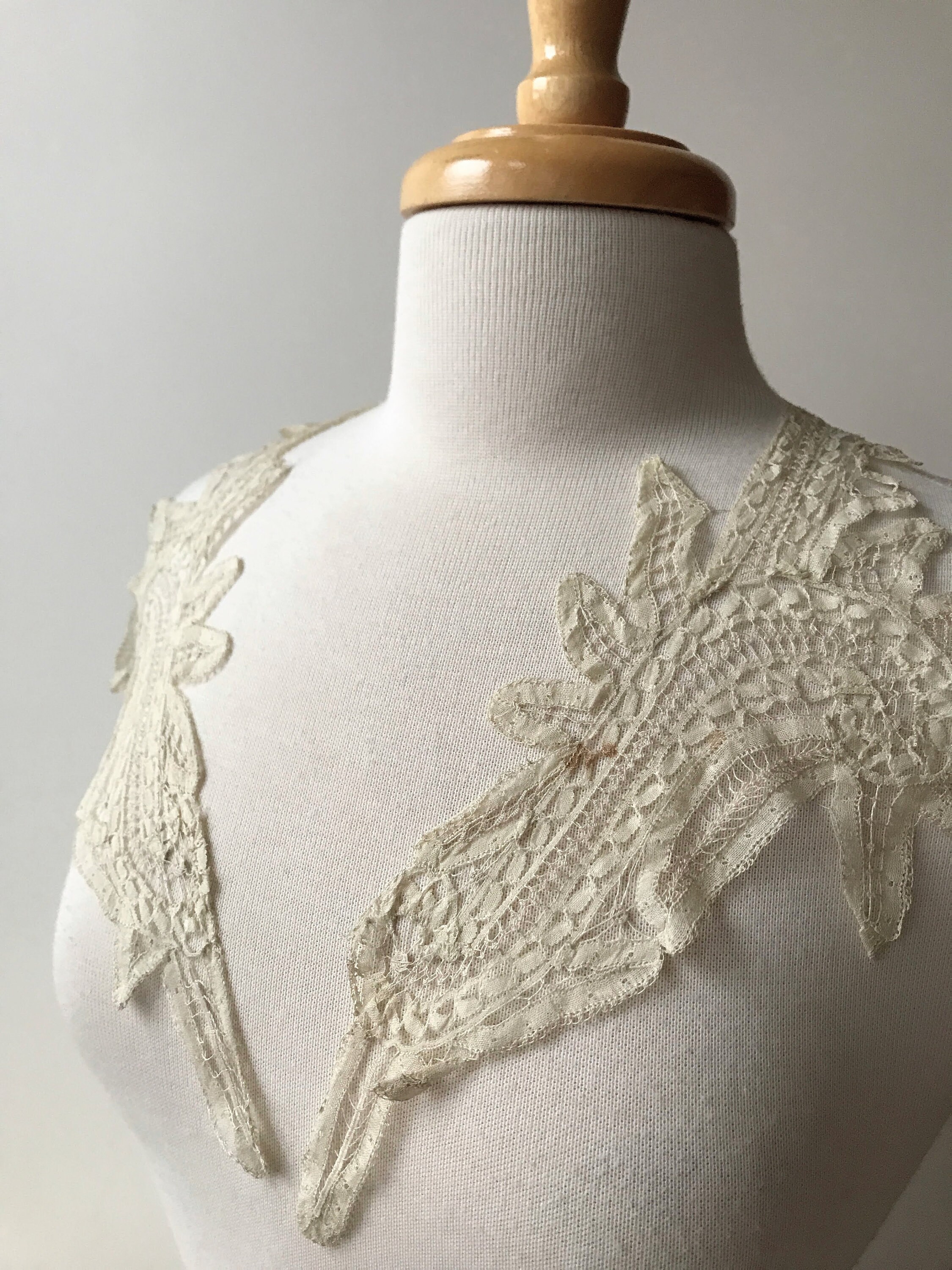 Fine Antique Lace Collar Cotton Handmade 19th Century | Etsy