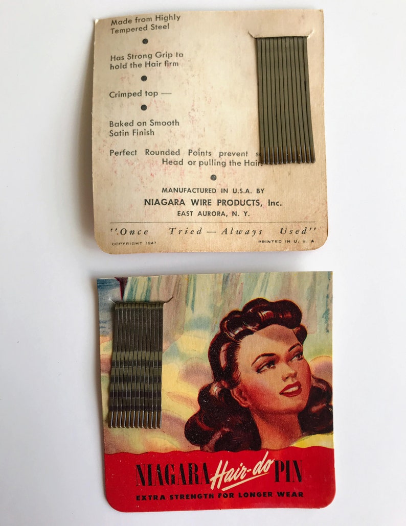 Salon Fashion Hairstyle WWII 40s Lot of TWO Vintage 1940s Niagara Hair-do Hair Pins NOS Packages Midcentury Stylist Women Updo