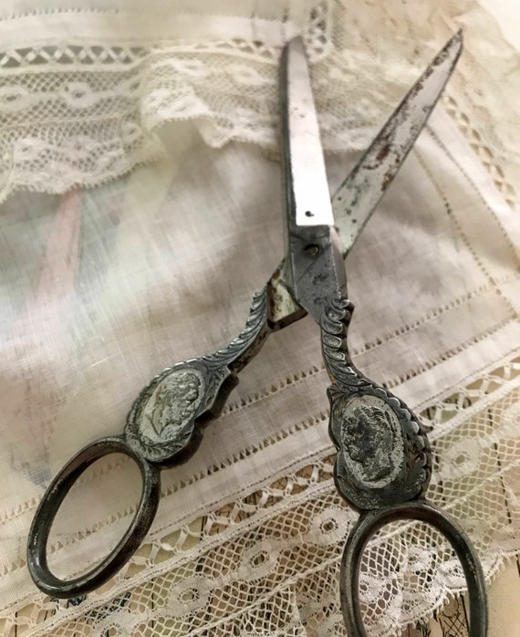 Antique German Scissors With Royal Portraitdecorated Handles Etsy