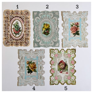 AUSWAHL antiker Valentinstagskarten, geprägt, Liebe, Herz, romantisch, ephemera, groß, Vintage, 19.Jahrhundert, hübsch, gestanzt, vergoldet