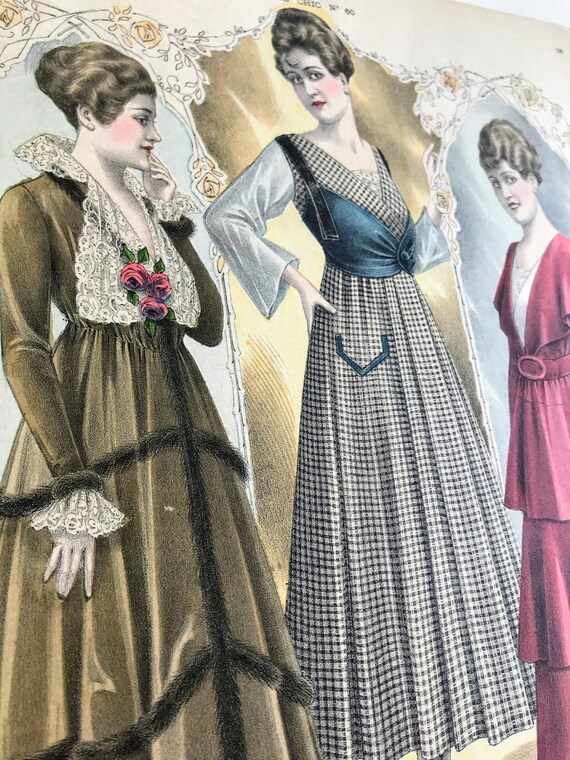 Franzosische Mode Druck 1910er Jahre La Femme Chic Magazin Etsy