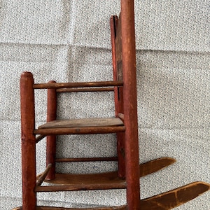 Antique Doll's Rocking Chair, Teddy Bear, Vintage, Wooden, Furniture ...