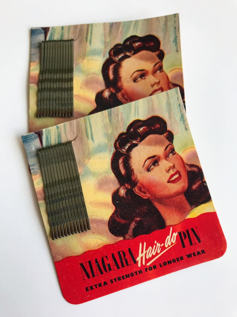 Salon Fashion Hairstyle WWII 40s Lot of TWO Vintage 1940s Niagara Hair-do Hair Pins NOS Packages Midcentury Stylist Women Updo