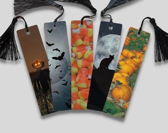 Halloween Bookmark | Metal Bookmark | Holiday Gift | Black Cat | Book Club | Booklover Gift | pumpkin patch | bats