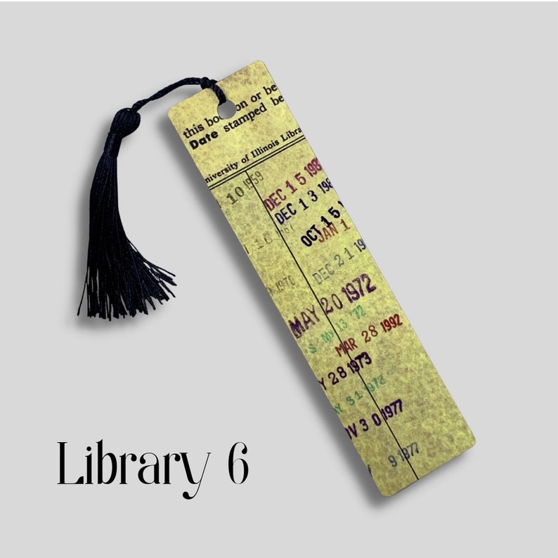 Bookmark Teacher Gift Vintage Library Checkout Card Booklover Gift Metal Aluminum Library Card Catalog Cabinet Ephemera Library 6